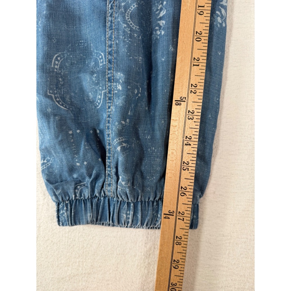 Knox Rose Blue Paisley Chambray Joggers Elastic Waist Boho Pants Large NEW - Picture 13 of 15